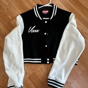 Vixen by Micheline Pitt Black and White Varsity Jacket